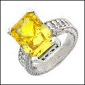 Anniversary 5 Ct Canary Radiant Engraved Shank Cubic Zirconia Cz Ring