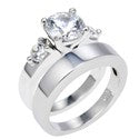 Matching Set 2 Ct Round Center .50 Ring Ct Cubic Zirconia Cz Ring