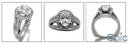 1.5 Oval Cubic Zirconia Center Halo Pave Euro Shank 14K White Gold Cz Ring