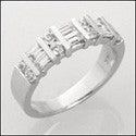 Round and Baguette Cubic Zirconia Wedding Band in Channel 14K White Gold