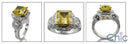 Canary Princess 2 Ct Cubic Zirconia  Two Tone Gold 14K Anniversary CZ Ring