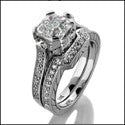 Matching Set 1.5 Asscher Pave Fitted Engraved Cubic Zirconia Cz Ring