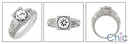 Engagement 1 Ct Round Center Engraved Antique Shank Cubic Zirconia Cz Ring
