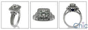 Custom Made .75 Round Center Cubic Zirconia Pave Halo Sides Engagement Ring 14K White Gold