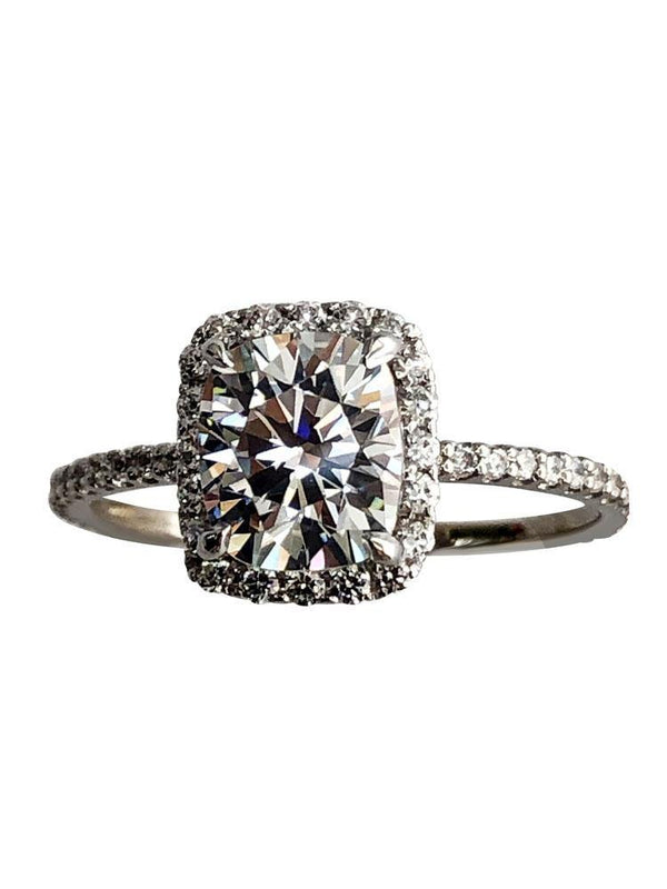 Radiant Cushion Cut Highest Quality Cubic Zirconia Micro Pave Engagement Ring