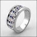 Wedding 2.22 TCWRound Sapphire Bezel Ct Diamond Channel Set Cubic Zirconia CZ Band