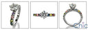 Engagement 1 Ct Round Brilliant Multi Color Cubic Zirconia Cz Ring