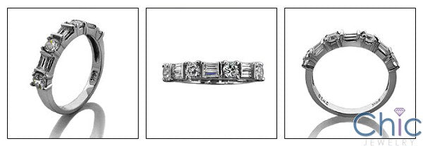 Wedding Baguette anb Round Stone Combination Cubic Zirconia CZ Band 