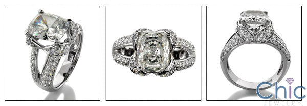 Anniversary Oval 3 Ct Cneter Pave Cubic Zirconia Cz Ring
