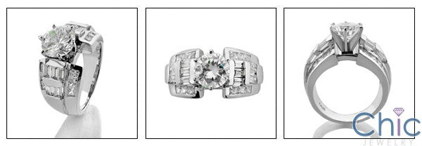 Engagement 1.5 Round Center 6 Prong Channel Cubic Zirconia Cz Ring