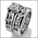 Matching Set 2.6 Ct Round Center Channel Princess Wedding Cubic Zirconia Cz Ring