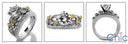 Matching Set 1.5 Round Center Flush Burnished Pave Cubic Zirconia Cz Ring
