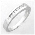 Narrow Channel Cubic Zirconia Wedding Band .30 Carat Total Round CZ 14K White Gold