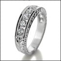 Wedding Round 1 Ct Channel HCt Engraved Cubic Zirconia CZ Band