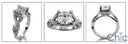 Engagement 1.25 Asscher Cubic Zirconia  Pave Set Rounds Side Stones Cz 14K White Gold Ring