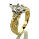 Engagement 1 Ct Marquise Center Pave Cubic Zirconia Cz Ring