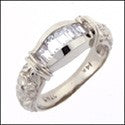 Anniversary .35 Ct Baguettes in Channel Cubic Zirconia Cz Ring