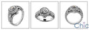 Engagement Round 1 Ct Center Bezel Pave Cubic Zirconia Cz Ring