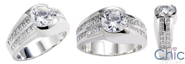 Engagement 1.25 Round Channel Set Cubic Zirconia 14K White Gold Ring