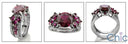 Matching Set Ruby Round 2 Ct Pave Wedding Cubic Zirconia 14k White Gold Ring