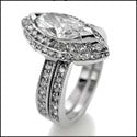 Matching Set 1.5 Marquise Center Pave Fitted Cubic Zirconia Cz Ring