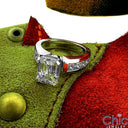 Emerald Cut Cubic Zirconia 2 Carat Center Channel Sides 14K White Gold Engagement Ring