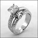 Engagement Round 1 Ct Brilliant CZ Center Pave Cubic Zirconia Cz Ring