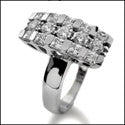 Round Princess Channel Cubic Zirconia  Stones 14K White Gold Right Hand Ring