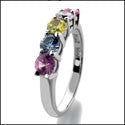 Wedding 1 Ct Share Prong 5 Stone Multi Color Cubic Zirconia CZ Band 