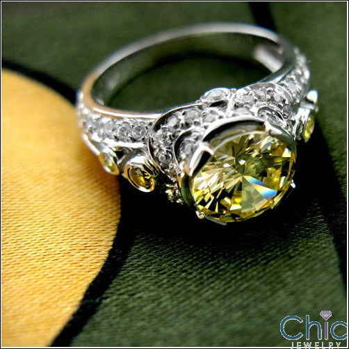 Anniversary Canary Round 2 Ct Center Cubic Zirconia Cz Ring