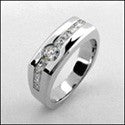 Mens Round Princess Channel Euro Shank Cubic Zirconia CZ Wedding Band