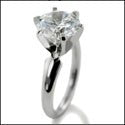 Solitaire 2.5 Round Cubic Zirconia Tiffany Prongs 14K White Gold CZ Ring