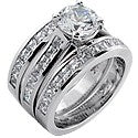 Matching Set 1.5 Round Center & Ct Princess Channel Wedding Cubic Zirconia Cz Ring