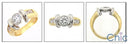 High Quality Round Cubic Zirconia Center Bezel Princess Channel Two Tone 14K Gold Ring