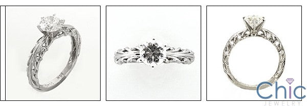 Engagement 1.1 Round Center in 6 Prong Tiffany Cubic Zirconia Cz Ring