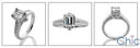 Engagement Emerald 1 Ct . Pave Bezel Cubic Zirconia Cz Ring