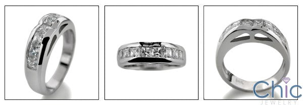 Wedding 1 Ct Princess in Channel Cubic Zirconia CZ Band 