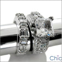 Matching Set 3 Ct Princess Baguettes Cubic Zirconia Cz Ring