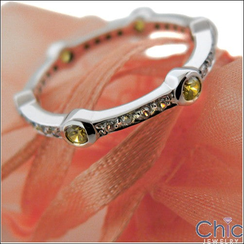 Eternity 0.55 Canary Bezel Ct Pave Stackable Cubic Zirconia Cz Ring