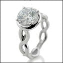 Solitaire 1.5 Round CZ Solitiare Eternity Symbol Shank Cubic Zirconia 14k White Gold Ring