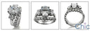Matching Set 3 Ct Oval 3 Stone Ring Curved Share Prong Cubic Zirconia Cz Ring