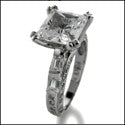 Engagement 2 Ct Square Princess Center Channel Pave Cubic Zirconia Cz Ring