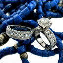 Matching Set 1 Ct Round Center HCt Engraved Channel Shanks Cubic Zirconia Cz Ring