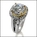 Anniversary Round 1.25 Center Two Tone Halo Cubic Zirconia Cz Ring