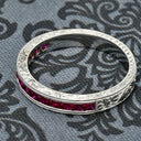 Wedding HCt Engraved Ruby in Channel Cubic Zirconia CZ Band