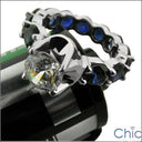 1 Ct Diamond CZ Center Sapphire Eternity Band Cubic Zirconia 14K White Gold Ring