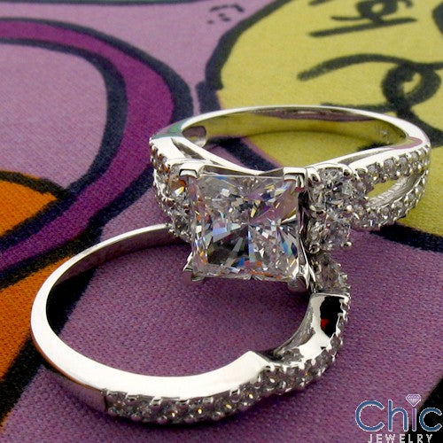 Engagement 2 Ct Princess 4 Prong Tiffany Cubic Zirconia Cz Ring