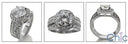 Engagement 1.5 Round Brilliant Halo Wide Shank Cubic Zirconia Cz Ring