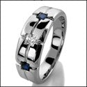 Mens Sapphire Ct Diamond Princess Channel Cubic Zirconia CZ Wedding Band
