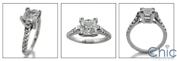 Engagement Princess 1 Ct . Ct Pave Cubic Zirconia Cz Ring